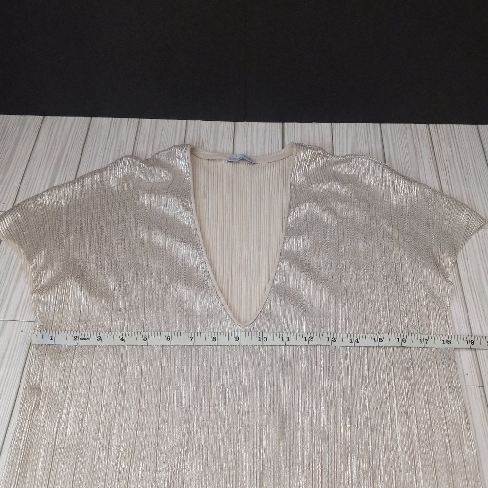 ZARA Metallic Ribbed Vneck Top - Picture 6 of 7